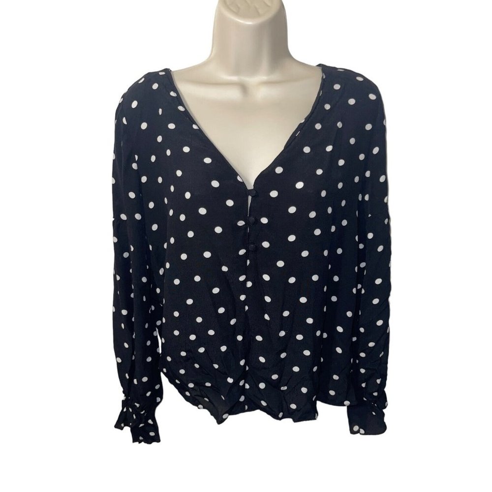 SANCTUARY Women's Black Polka Dot Sheer Top Size Small
